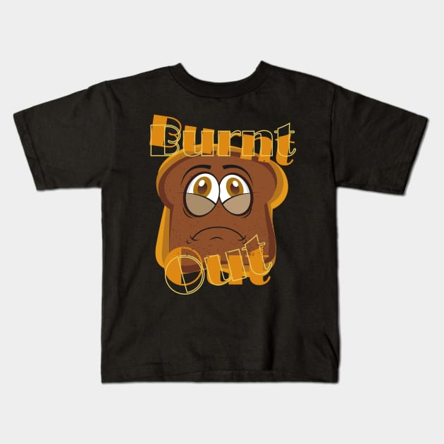 Burnt Out Toast Funny Cartoon Kids T-Shirt by mutarek